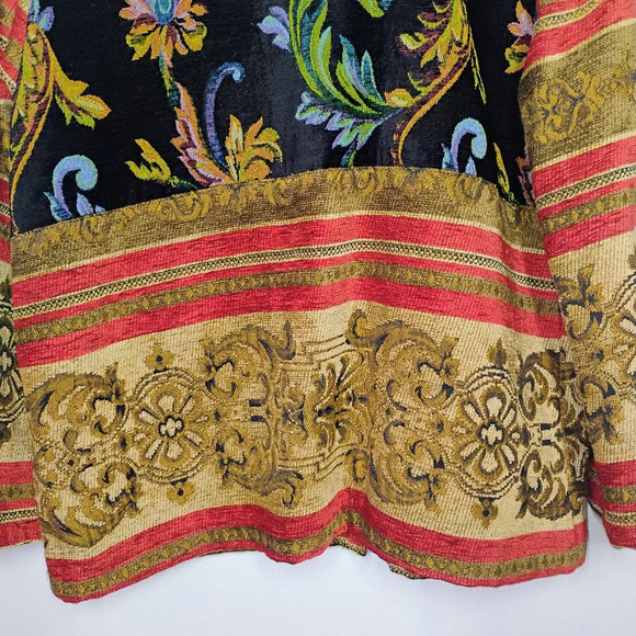 Vintage Sag Harbor Gold Red Tapestry Artsy Boho Button Up Jacket Size 12 Petite - Picture 5 of 12